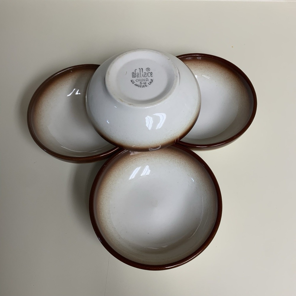 4 Wallace China Brown Airbrush Rim 5" Sauce Berry Bowls Sides  Restaurant Ware